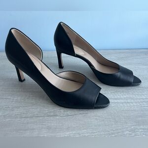 Giani Bernini Women's Valorr Peep Toe d'Orsay Leather Pumps Black Size 8.5